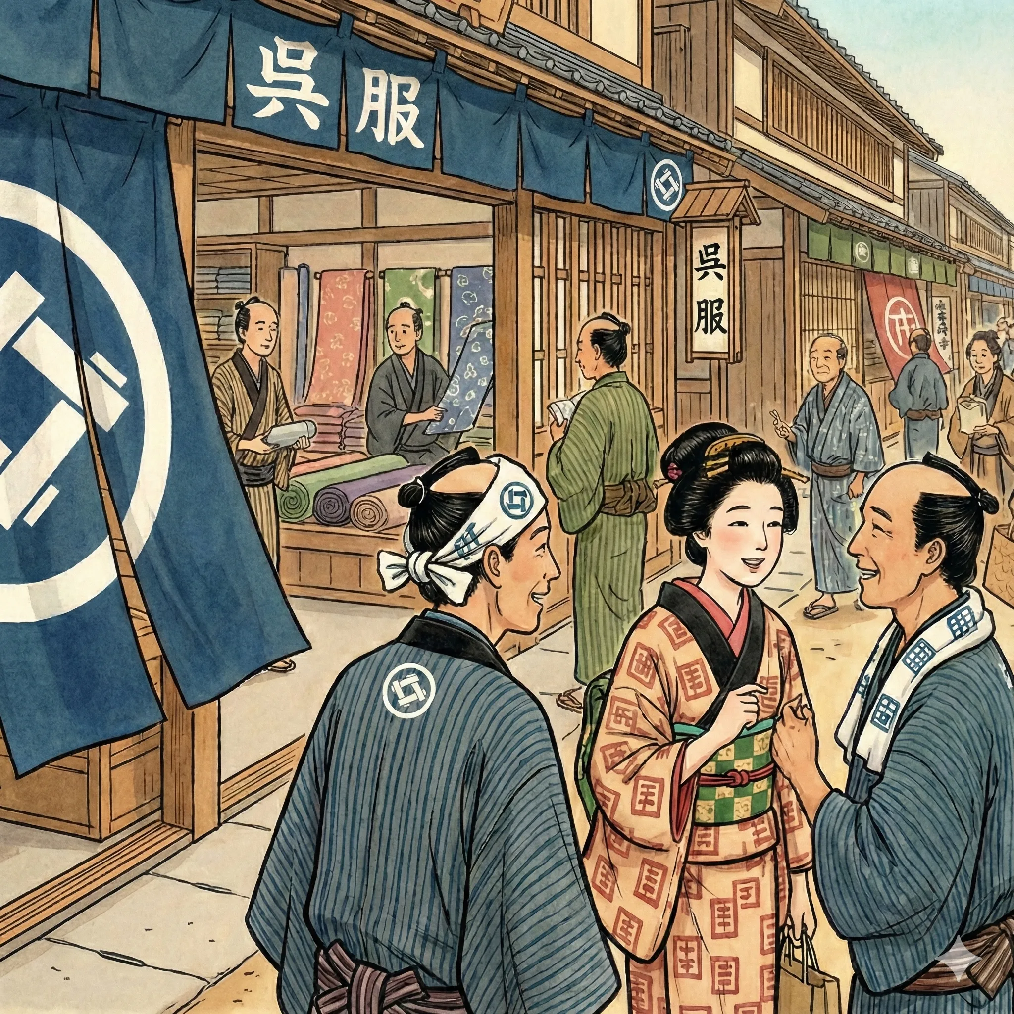 江戸時代の商家と暖簾